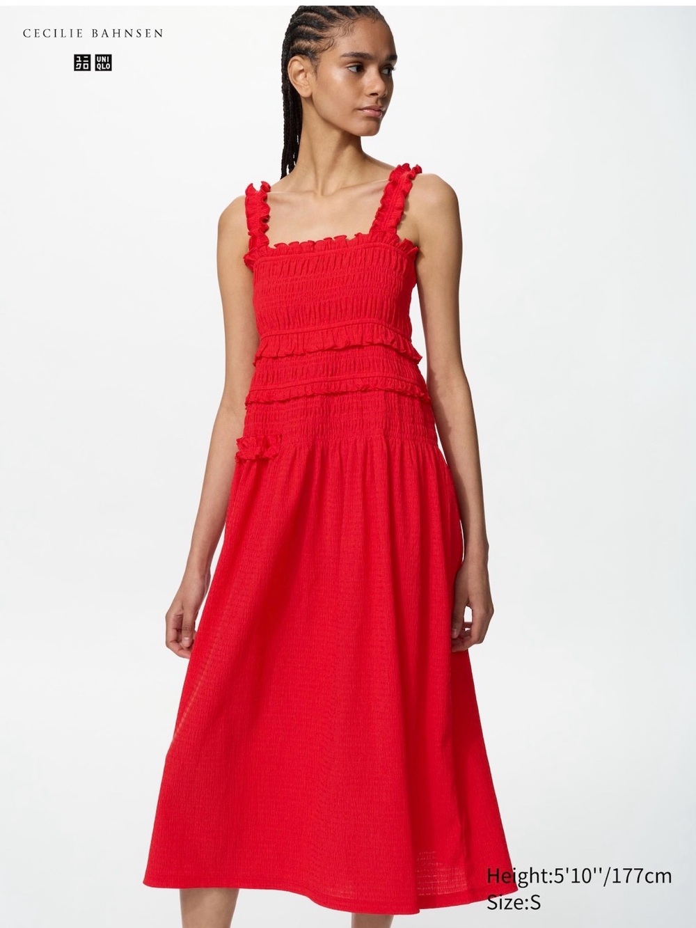 NWT - UNIQLO - Shirring Dress - Red - Small